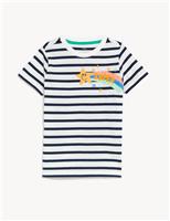 Pure Cotton Striped Printed T-Shirt (2-7 Yrs)
