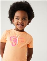 M&S Pure Cotton Butterfly T-Shirt (2-8 Yrs) Coral