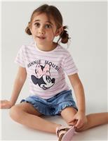 M&S Pure Cotton Minnie Mouse Sequin T-Shirt (2-8 Yrs) White