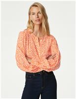 Printed Longline Button Through Blouse