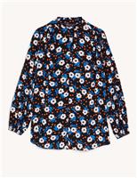 Printed V-Neck Longline Blouse