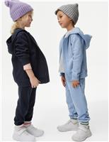 M&S Cotton Rich Joggers (2-8 Yrs) Mid Blue