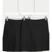 M&S 2 Pack Girls' Plus Fit Pleated School Skirts (2 - 18 Yrs) Black