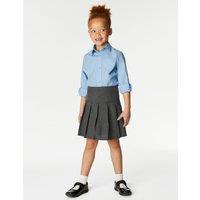 M&S 2 Pack Girls' Plus Fit Pleated School Skirts (2 - 18 Yrs) Grey