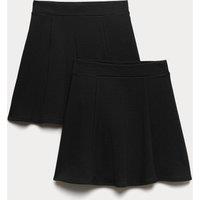 M&S 2 Pack Girls' Jersey Skater School Skirts (2-18 Yrs) Black