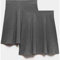 M&S 2 Pack Girls' Jersey Skater School Skirts (2-18 Yrs) Grey