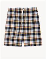 Pure Cotton Checked Loungewear Shorts
