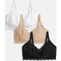 3pk Lace Trim Non Wired Bralettes F-H