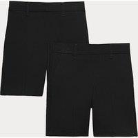 M&S 2 Pack Boys' Regular Leg School Shorts (2-14 Yrs) Black