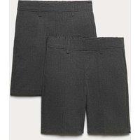 M&S 2 Pack Boys' Regular Leg School Shorts (2-14 Yrs) Grey