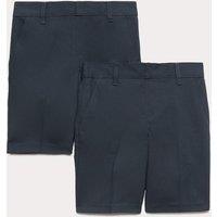 M&S 2 Pack Boys' Regular Leg School Shorts (2-14 Yrs) Navy