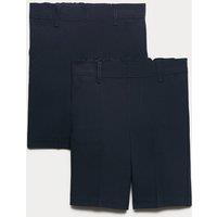 M&S 2 Pack Boys' Slim Leg School Shorts (2-14 Yrs) Navy
