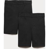 M&S 2 Pack Boys' Slim Leg School Shorts (2-14 Yrs) Black