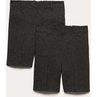 M&S 2 Pack Boys' Slim Leg School Shorts (2-14 Yrs) Charcoal