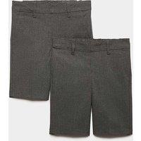 M&S 2 Pack Boys' Slim Leg School Shorts (2-14 Yrs) Grey