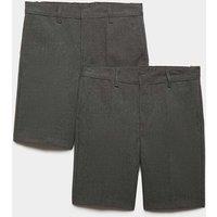 M&S 2 Pack Boys' Plus Fit Regular Leg Waist School Shorts (4-14 Yrs) Grey