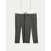 M&S 2 Pack Girls' Slim Leg Slim Waist School Trousers (2-18 Yrs) Grey