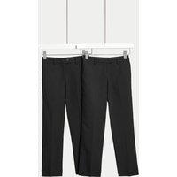 M&S 2 Pack Girls' Slim Leg Slim Waist School Trousers (2-18 Yrs) Black