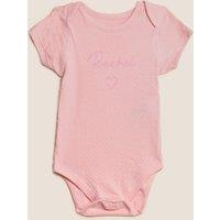 M&S Personalised Kids' Pointelle Bodysuits (6lbs-3 Yrs) Pink