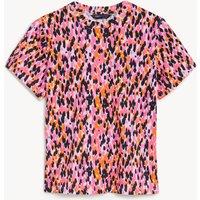 M&S Pure Cotton Printed Modern Tee Pink Mix