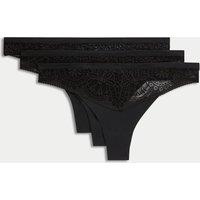 Body by M&S 3pk Body Soft Lace Thongs Black
