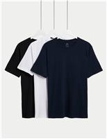 M&S 3 Pack Pure Cotton Crew Neck T-Shirts White
