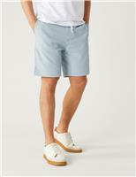 M&S Striped Drawstring Jersey Shorts Light Duck Egg