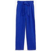 M&S Pure Linen Belted Wide Leg Trousers Electric Blue