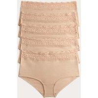 M&S 5pk Cotton Lycra & Lace High Rise Short Rose Quartz