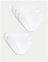 5pk Cotton Lycra High Leg & Lace Knickers