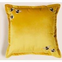 Velvet Bee Embroidered Cushion