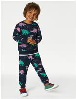 M&S Cotton Rich Dinosaur Sweatshirt (2-8 Yrs) Navy Mix