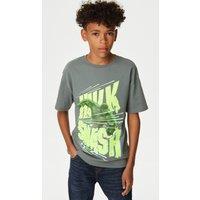M&S Pure Cotton Hulk T-Shirt (6-16 Yrs) Dark Sage