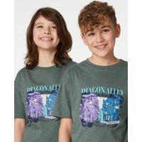 M&S Pure Cotton Harry Potter T-Shirt (6-16 Yrs) Dark Sage