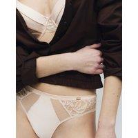 Rosie Silk & Lace High Leg Knickers Pale Opaline