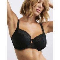 Rosie Silk & Lace Wired Balcony Bra F-H Black