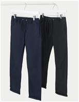 M&S 2 Pack Pure Cotton Ripstop Trousers (6-16 Yrs) Black