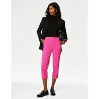 Cotton Blend Slim Fit Cropped Trousers