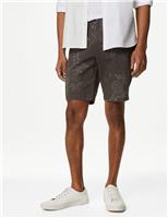 M&S Floral Stretch Chino Shorts Navy