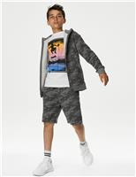 M&S Cotton Rich Camouflage Shorts (6-16 Yrs) Charcoal Mix