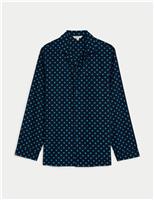 Autograph Cotton Rich Polka Dot Pyjama Shirt Navy Mix