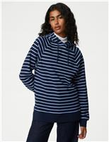 Pure Cotton Striped Longline Hoodie