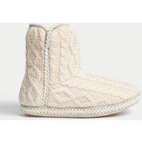 M&S Cable Knit Slipper Boots Cream