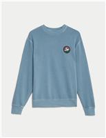 M&S Pure Cotton Graphic Sweatshirt Pale Blue