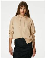 M&S Pure Cotton Longline Hoodie Hessian