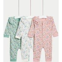 3pk Pure Cotton Floral Sleepsuits (6lbs - 3 Yrs)