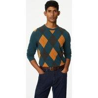Pure Cotton Argyle Crew Neck Jumper