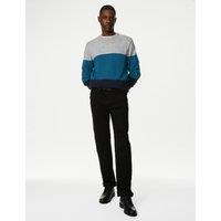 Pure Cotton Colour Block Crew Neck Jumper
