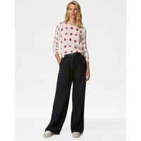 M&S Supersoft Spot Print Crew Neck Jumper Pink Mix