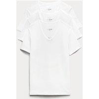 M&S 3 Pack Cotton Rich Cool & Fresh V-Neck Vests White